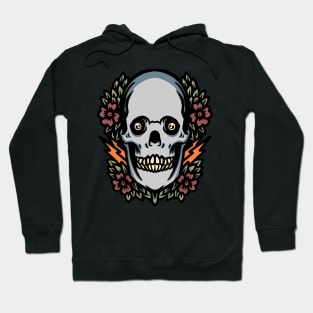 skull and flower illustration Hoodie